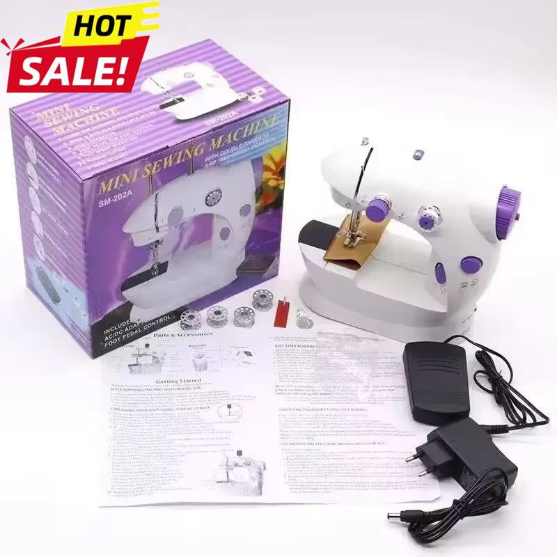 Multifunctiona Household Mini Sewing Machines Handheld Sewing Machine With Light Cutter Foot Pedal Portable Night Light EU Plug