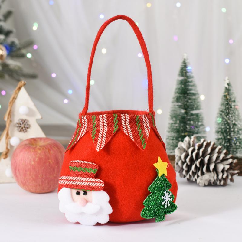 Christmas Creative English Apple Bag Cartoon Old Man Snowman Children's Gift Candy Bag Flannel Red Handbag