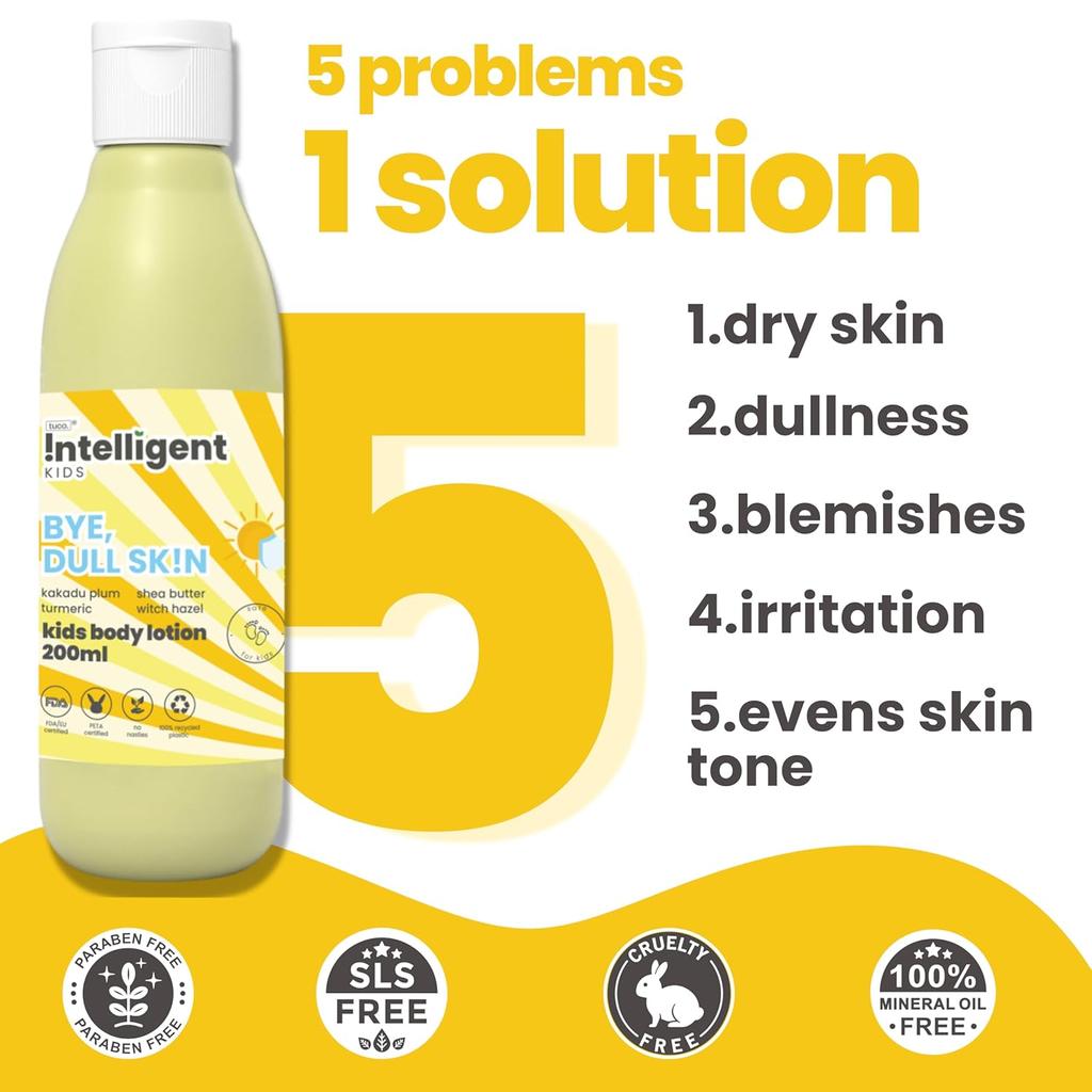 Tuco® Kids Summer Dull Skin Lotion | Perfect for dull skin | For kids 4-10, 2-5, 10-15 years | SLS & Paraben free | 200ml-Pack of 1