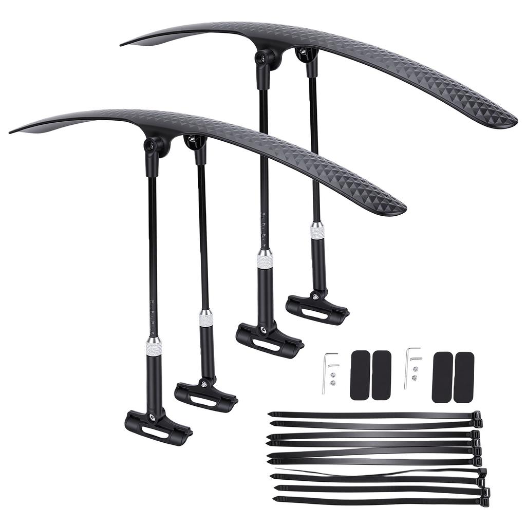 1 Pair Bicycle Mud Guard Adjustable Wider Mudguard Curved Design Universal Fit Front Rear Two Section Angle Flexible