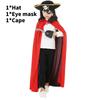 Kids Pirate Captain Outfit With Black Red Vampire Cape And Accessories For Party