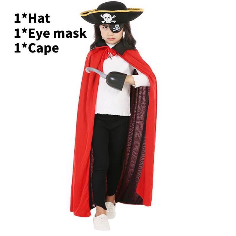 Childrens Pirate Role Play Costume With Cloak And Hat For Halloween Costume Party