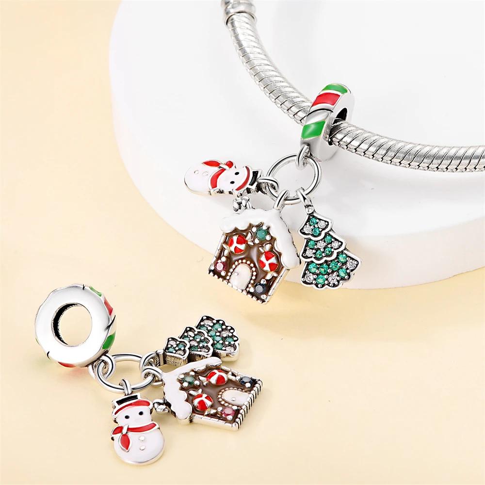 Copperchristmas Tree Beads Christmas Collection Charms For Making Beaded Bracelets Diy Fine Jewelry Gifts For Women