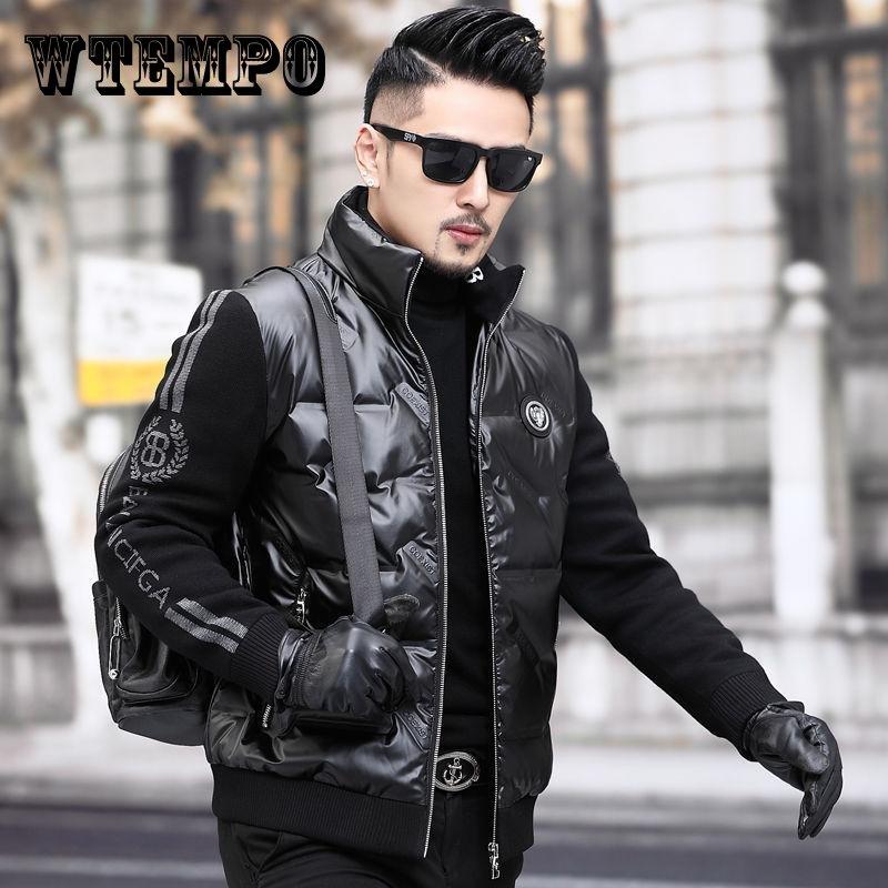 

Мода Тенденция Короткие Стенд Воротник Мужская Down Куртка Открытый Толстый Белый Утка Вниз Теплый Куртка