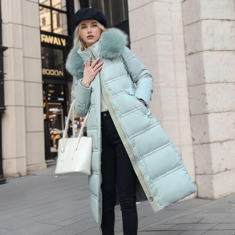 Parkas de Lana de Cordero y Algodón Cálidas y Esponjosas con Cuello con Capucha Abrigo Largo Medio Chaqueta de Invierno con Cremallera