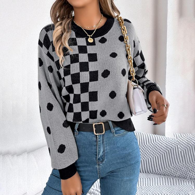 Autumn Winter Women Casual Knit Sweater Long Sleeve O Neck