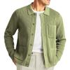 Men's Casual Square-Neck Knitted Cardigan With Multiple Pockets, Solid-Color Open-Front Sweater Coat