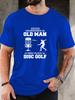 Unisex White Tee Disc Golf Silhouette Retro Letter Slogan Graphic Print Crew Neck Short Sleeve Summer Casual Male Cotton Street Top