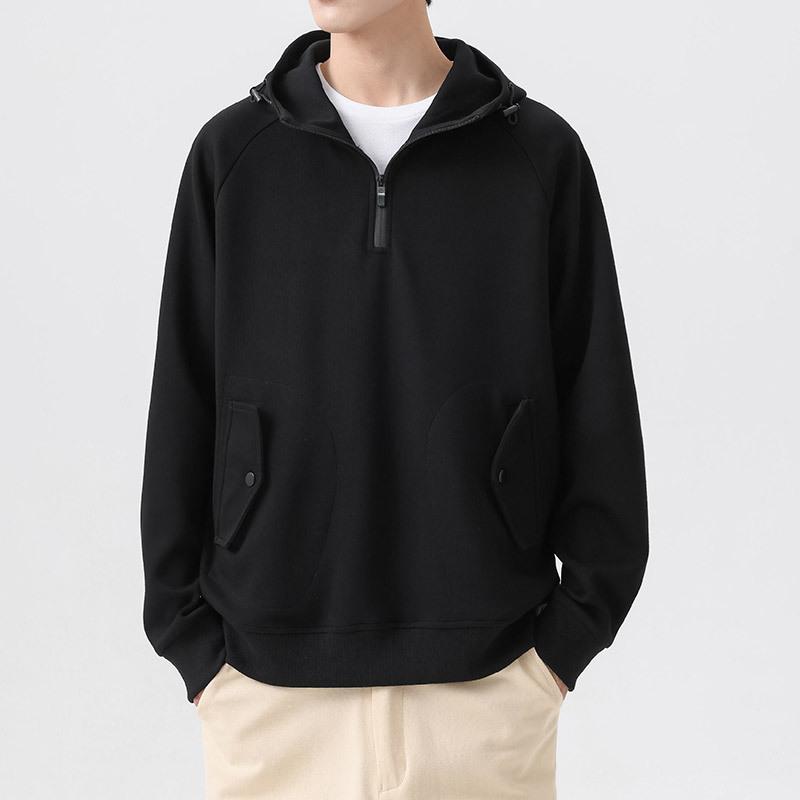 

Men s Spring and Fall Plus Size Pullover Casual Sweatshirt Youth Loose Half Open Zipper Hooded Jacket L