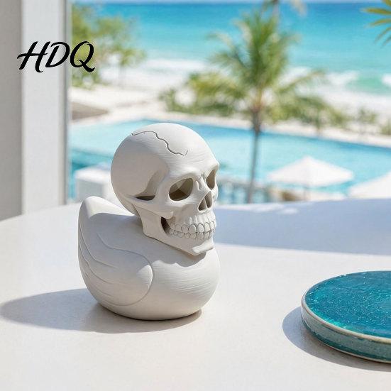 Sculpture Unique Crâne et Canard Ornement Imprimé en 3D Figurine Gothique Créative Mate