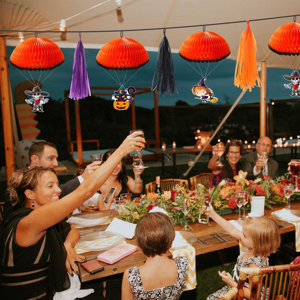 Halloween Themed Party Decoration Pumpkin Witch Skull Parachute Pendant Flag Customization