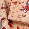 Christmas Wrapping Paper Vintage Thick Brown Holiday Gift Wrap with Christmas Tree Truck Snowflake