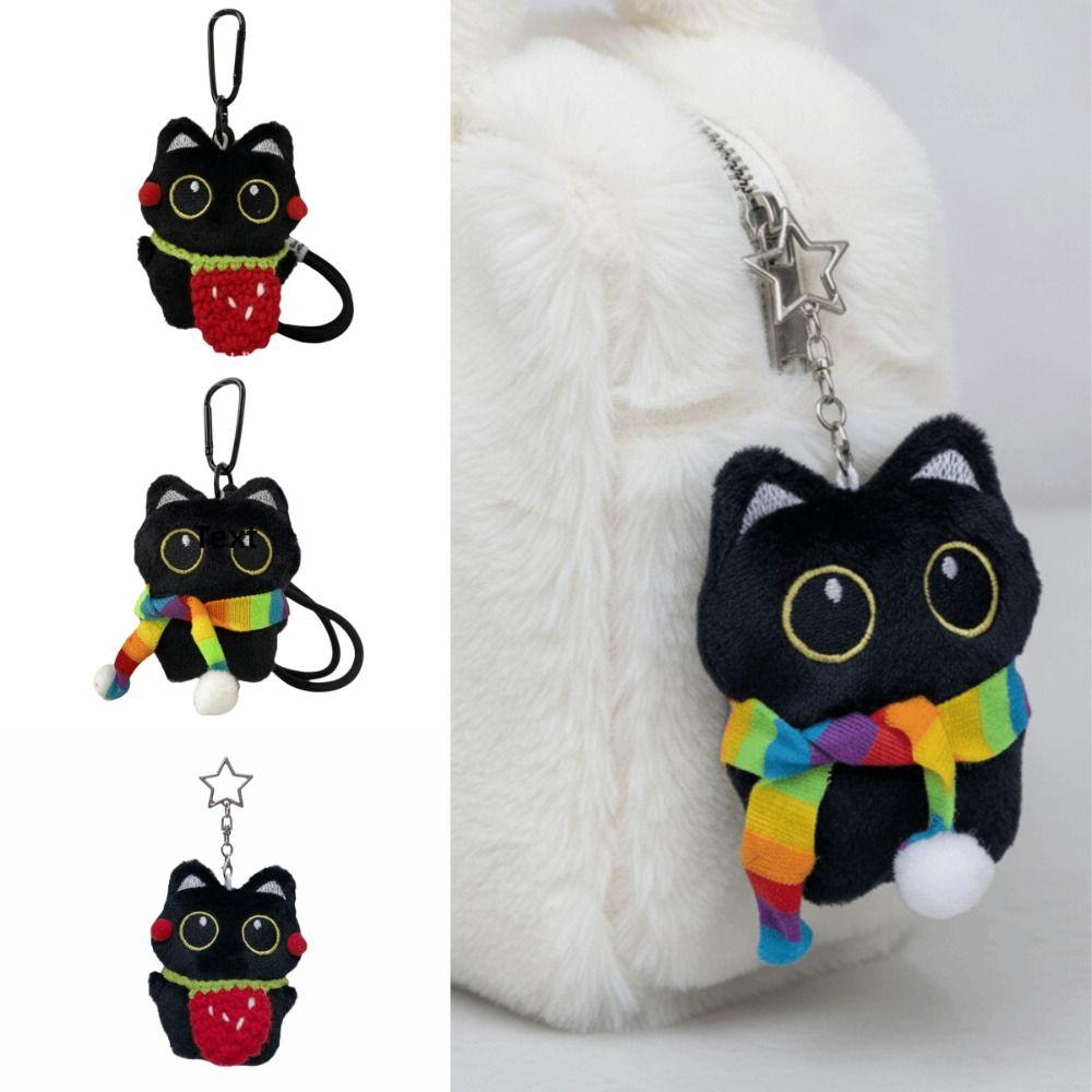 Cute Plush Toy Keychain Black Cat Car Key Ring New Doll Bag Pendant  Bag Accessories