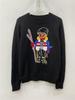 Cartoon Bear Embroidered Jacquard Knit Sweater - Women's Long Sleeve Round Neck