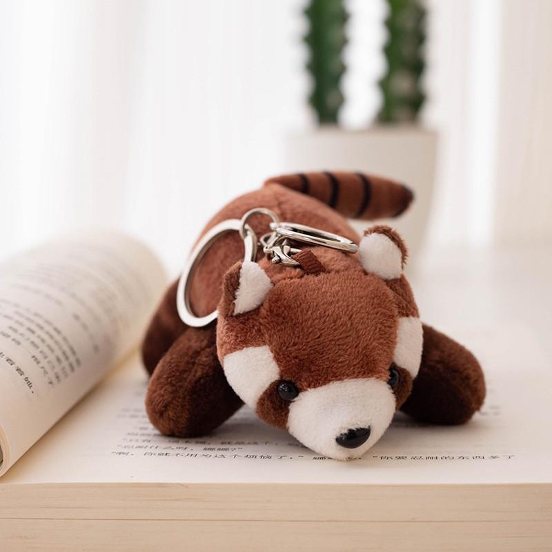 Adorable Panda Plush Wrist Rattle Toy Cute Raccoon Keychain Refrigerator Magnet