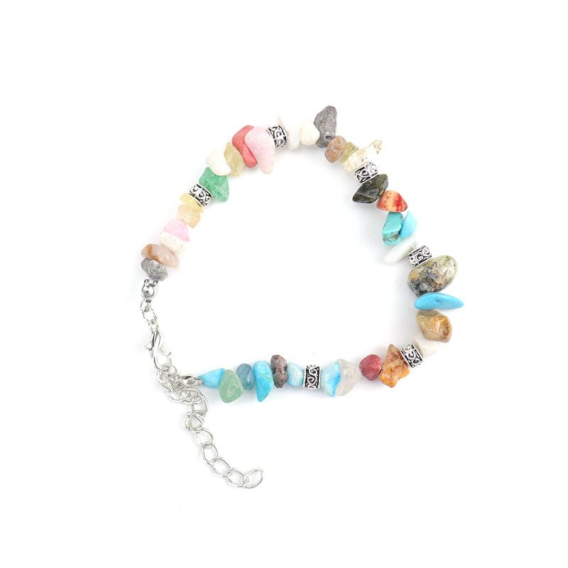 Handmade Beaded Natural Stone Crystal Gravel Alloy Bracelet Bracelet Bracelet Adjustable Multi-Color B28