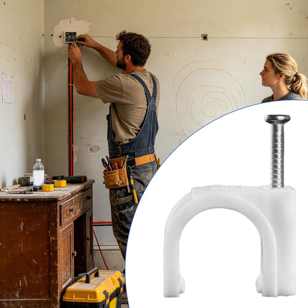 100pcs 7mm Wire Clips Cable Management Clamps Durable Cord Fastener Organizer Neat Wire Fixing Tool for Home Office Kitchen