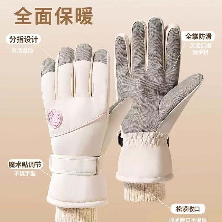 Ski Gloves Men's and Women's 2026 New Autumn and Winter Velvet Thickened Warm and Cold Touch Screen Electric Vehicle Riding Gloves