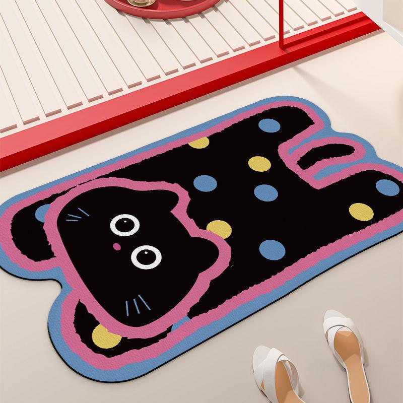 Cartoon Pony Cat Bathroom Door Absorbing Mat Bathroom Quick Drying Floor Mat Toilet Anti Slip Foot Mat Home Entrance