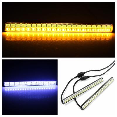 2Pcs Universal White & Amber 42 LED Chips DRL Car LED Daytime Running Lights Car Styling Turn Signal Indicator Light