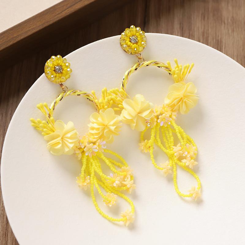 

Дизайн Богемные серьги-гвоздики с бахромой нишевые длинные серьги в стиле Мори для отпуска приморские серьги-цветы женские