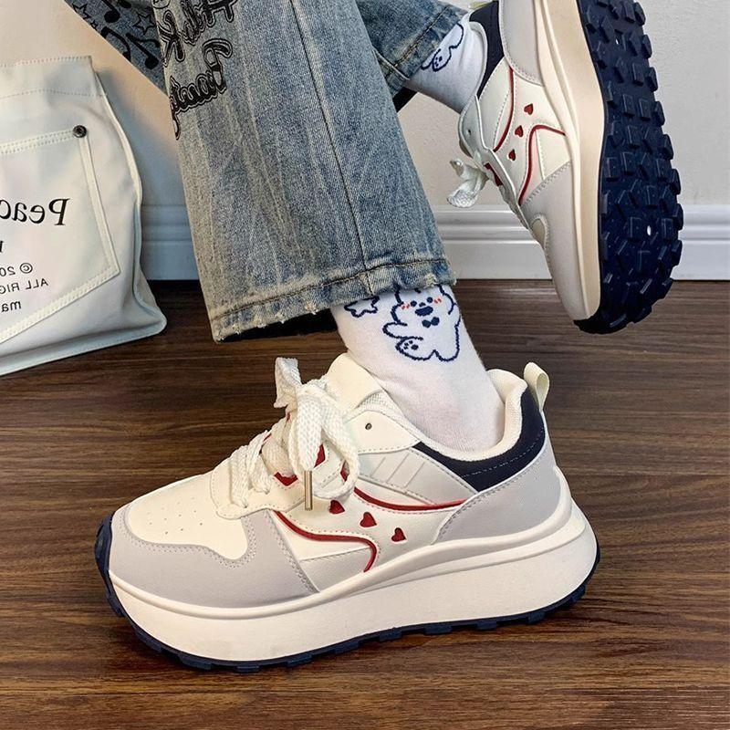 Woman Footwear High On Platform Spring Autumn Lace Up Shoes for Women Sneakers Harajuku Fashion Flowy Comfy Stretchy Y2k Vintage