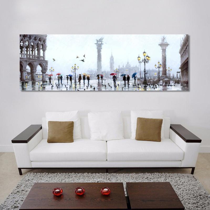 Home Decoration Abstract Landscape Oil Painting Posters and Prints Wall Art Canvas Painting City View Pictures for Living Room