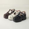 Krazing Pot Polyurethane Spring Summer Size 43 Size 42 Prints Women Platform Women Round Toe Buckle Straps Waterproof Sandals