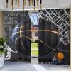 2 Stück Basketball moderne Kunst bedruckte Vorhänge, Stangentasche Raumdekoration, Heimdekoration