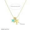Gold Starfish Pendant Necklace Turquoise Blue Star Charm Necklace for Women Daily Wear