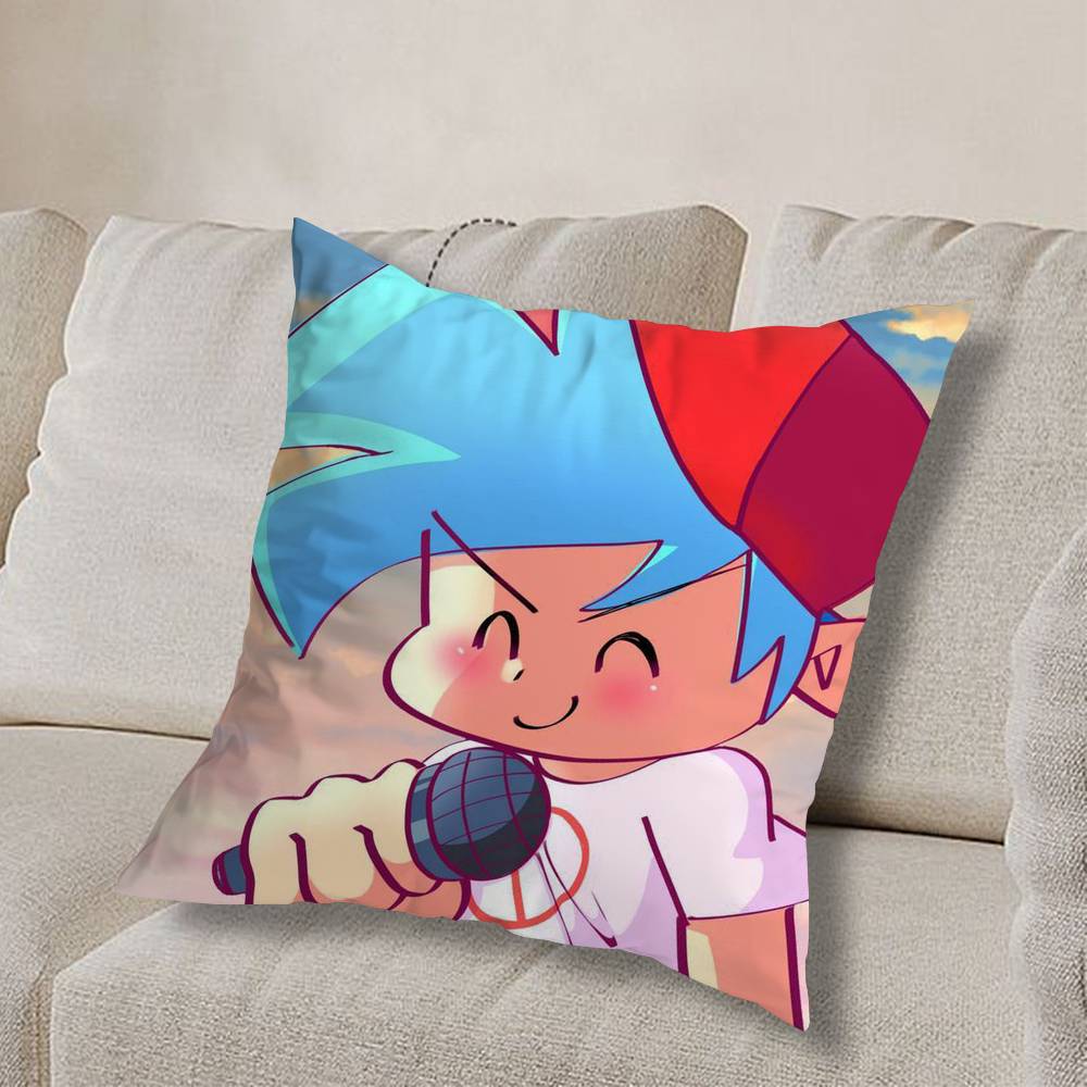 F-Friday Night Funkin cool Pillow Case Square Double-Sided Printing Short Plush Sofa Cushion Cover Bedroom Bedside Pillow
