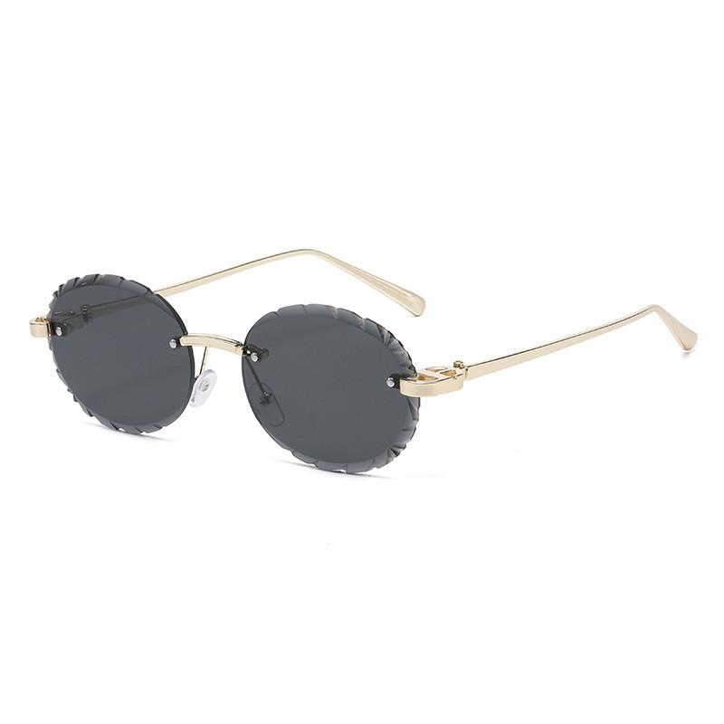 D House Elliptical Frameless Sunglasses With Pink Uv400 Protection For Travel And Fashion