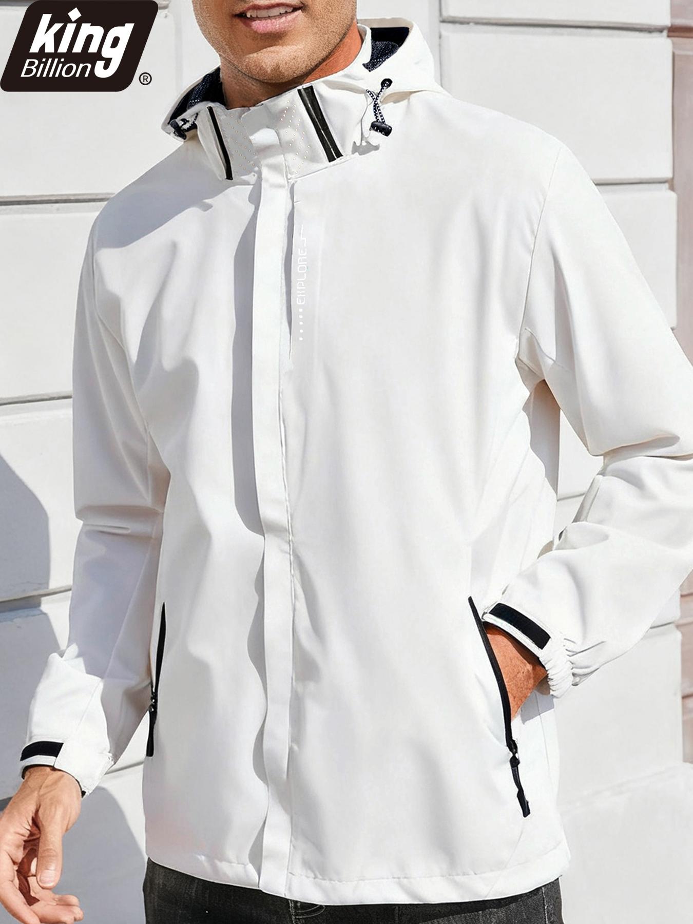 

Men s Waterproof & Windproof Hooded Jacket Lightweight Outdoor Rain Coat with Adjustable Hood for Hiking Climbing Travel and Casual Daily Wear M бежевый