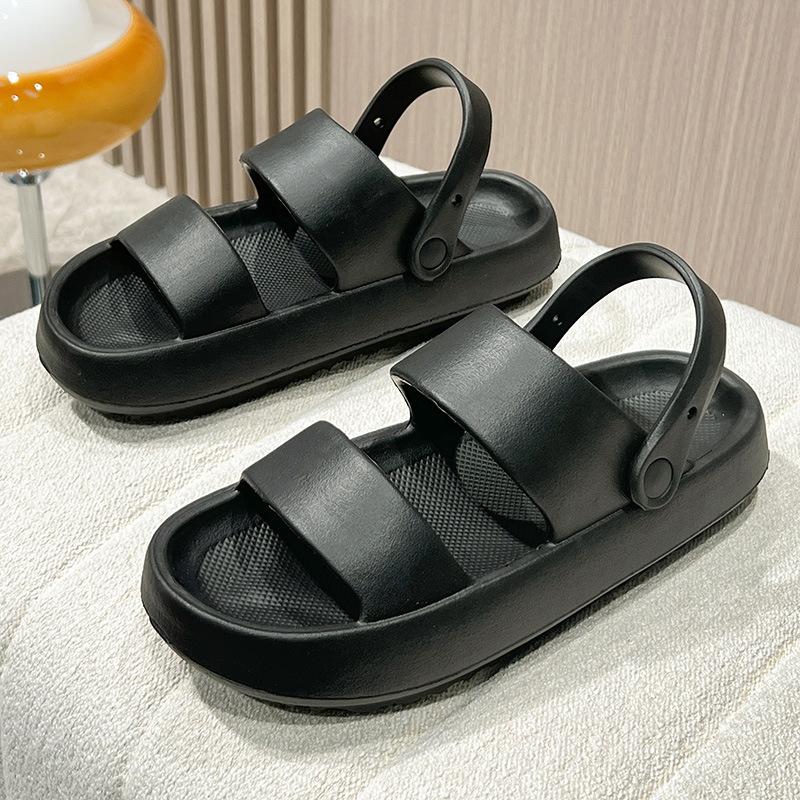 

Модные женские шлепанцы на платформе, мягкие EVA, домашняя летняя обувь, для влюбленных, пляжные шлепанцы, 2 способа носки, женские мужские модные сандалии, дропшиппинг 38-39(Fit 23.5-24cm) чёрный