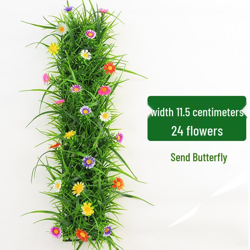 Artificial Green Plant Wall with Flowers - Decorative Turf Mat for Landscaping and Windowsills