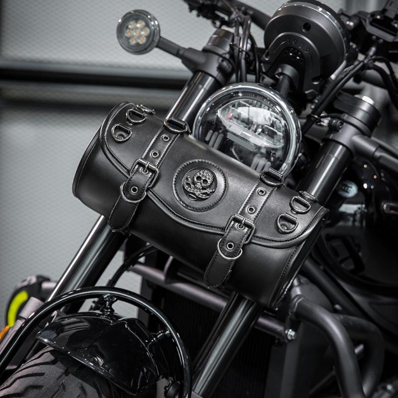 Motorcycle Saddlebag Front Handlebar Bag PU Leather Sissybar Storage Pouches Suitable for Tools&Essential, Daily Commute