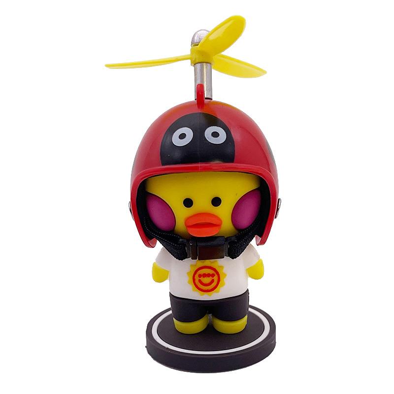 Broken Wind Yellow Duck With Helmet For Bike Motor Auto Car Accessories Wind-breaking Duck Car Interior Decoration