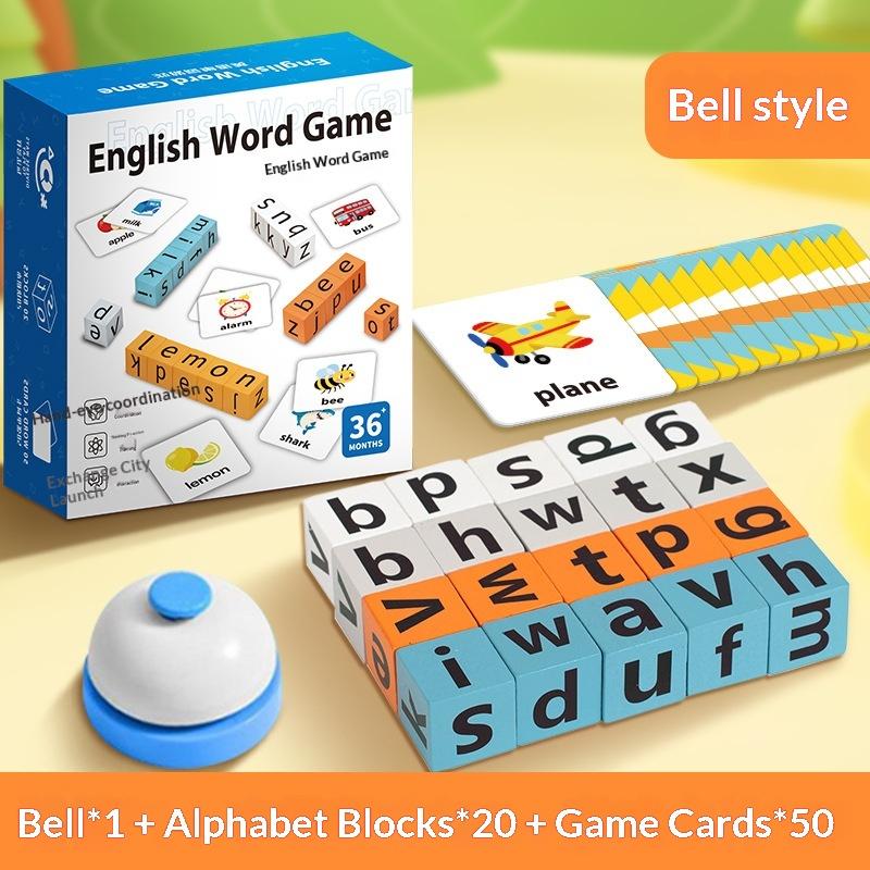 English Word Spelling Cubes Game Set Flash Cards Educational Toy for Kids Early Learning Classroom or Family Fun