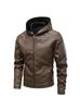 New product, spring and autumn new American retro hooded PU leather locomotive clothing men's youth casual ruffian handsome leather