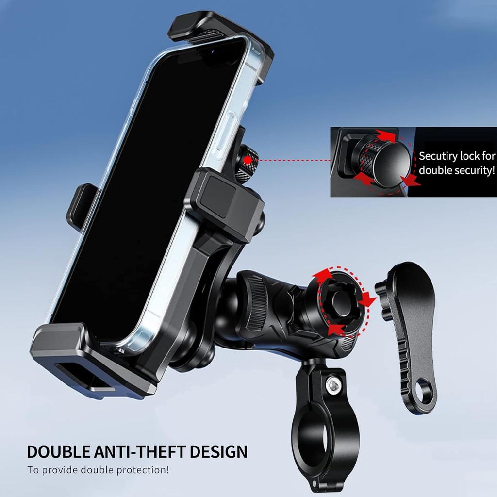 iMESTOU Anti-Vibration Motorcycle Phone Mount- 1" Ball Handlebar Phone Holder Perfect for High-Speed Cycling 360° Rotation Universal for 4.7"-7.2"