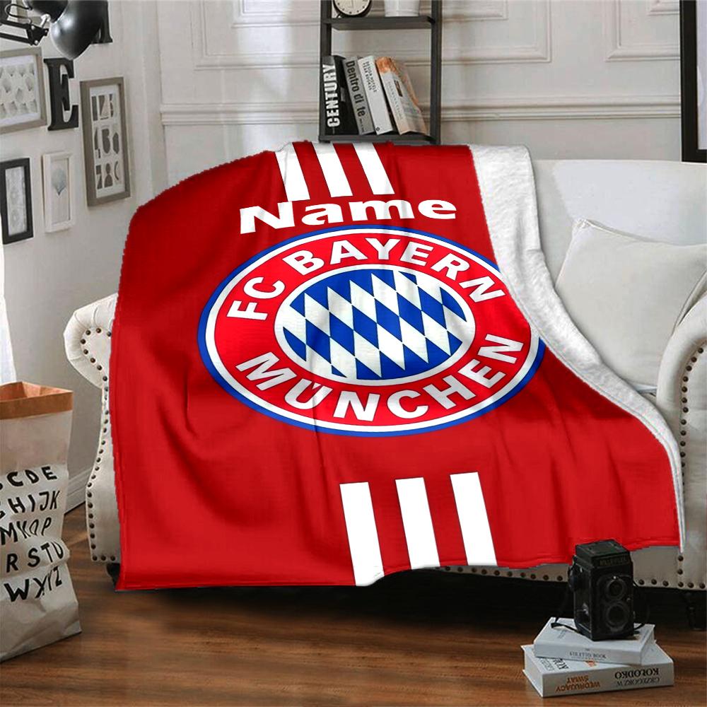 Couverture imprimée Thème FC Bayern München avec Nom Personnalisable - Parfaite pour le Canapé, le Lit, les Voyages et l'Extérieur | Lavable en Machine, Confortable & Durable.