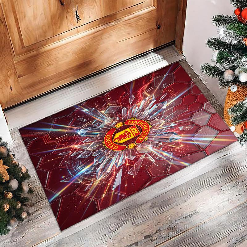 Tappeto in Flanella Stampato Manchester United Antiscivolo Morbido Poliestere Tappeto per Pavimento Tappetino Decorativo per Interni per Camera da Letto Soggiorno Divano