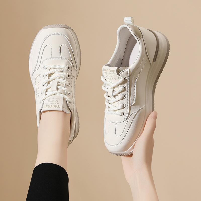 Leather board shoes lightweight sneakers women's new spring and autumn versatile little white shoes platform casual ladies dad