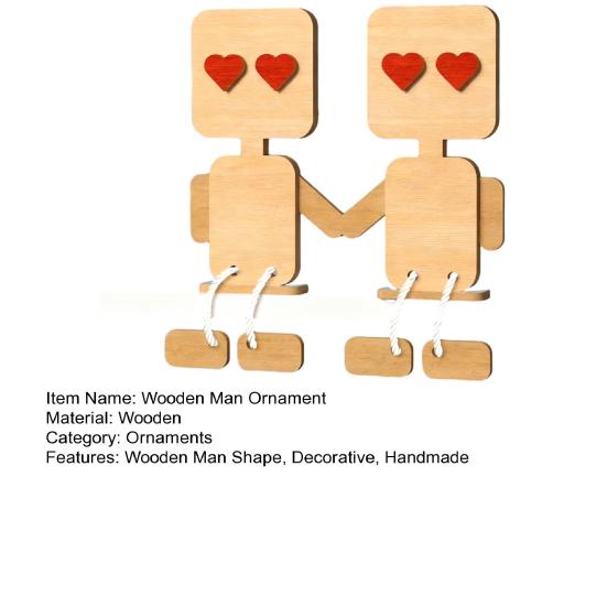 Drewniany Ozdoba Mężczyzna na Walentynki Ręcznie Robiona Wiejska Rustykalna Figurka Robota dla Pary