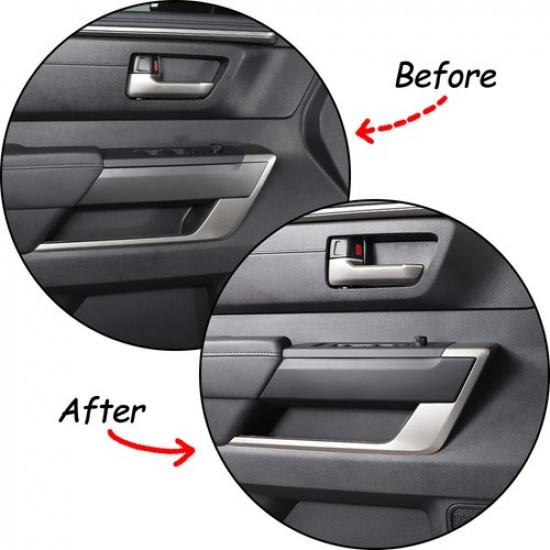 Matte Black Interior Door Armrest Panel Trim Cover For Toyotaa Tundraa