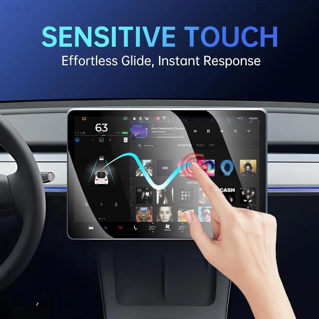 Tempered Glass Film For Tesla Model Y Juniper Accessories 2026 and Model 3 Highland Full Coverage Anti-Fingerprint