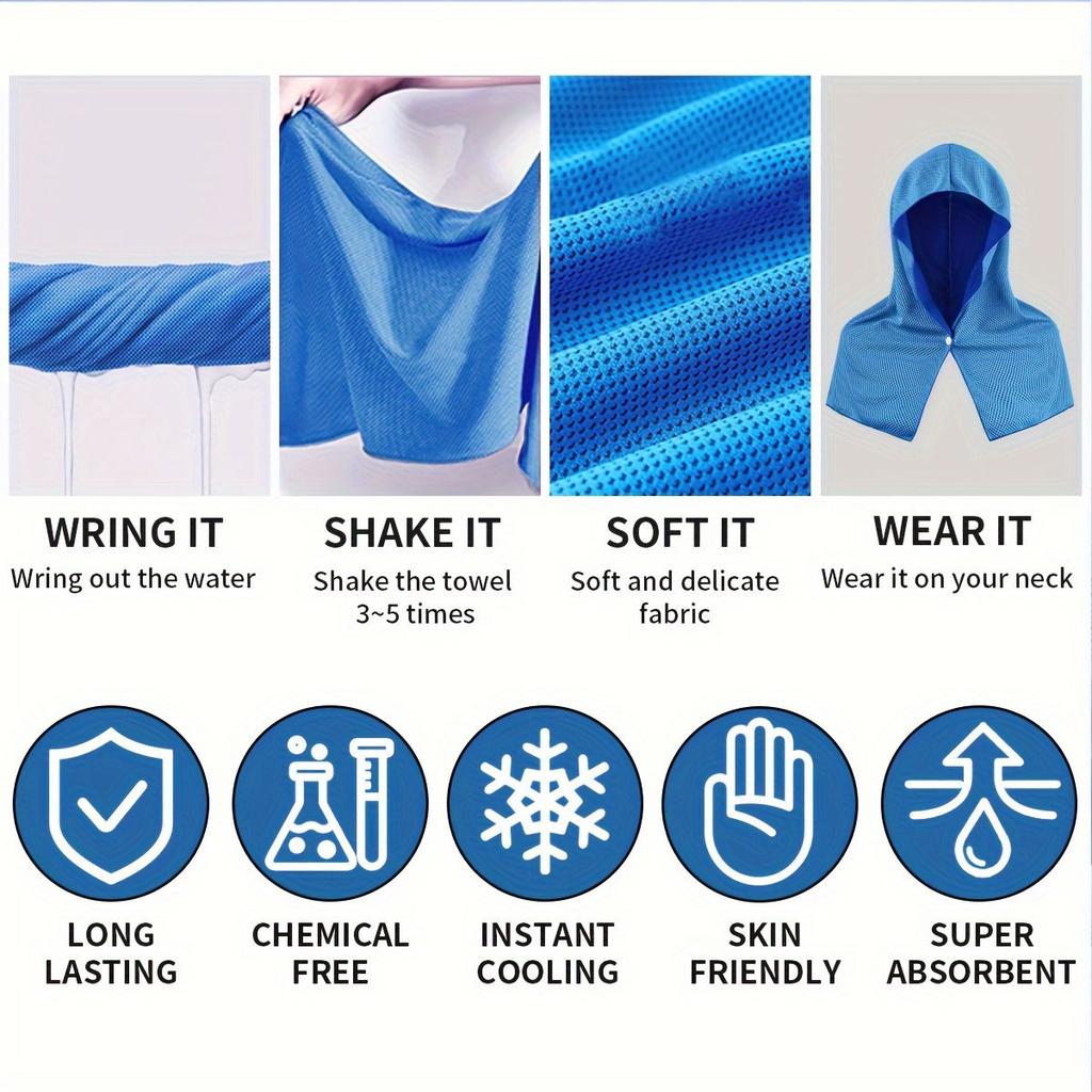 Cooling Hoodie Towel Perfect for Sports Camping Workout Cycling Golf Running Hiking Breathable UV Protection Quick Drying Towel