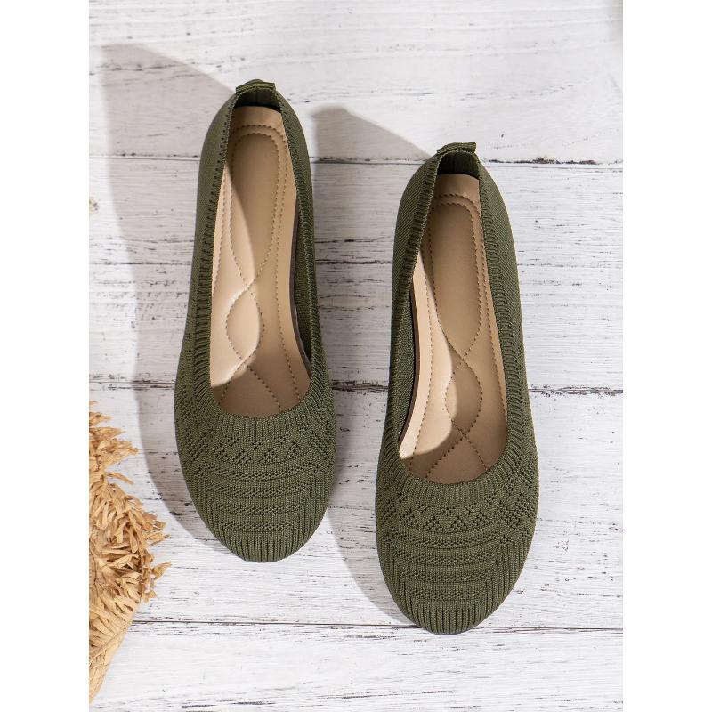 Stylish and Comfortable Low-Cut Single Shoes, Round-Toe Knitted Shoes, Walking Shoes Suitable for Going Out
