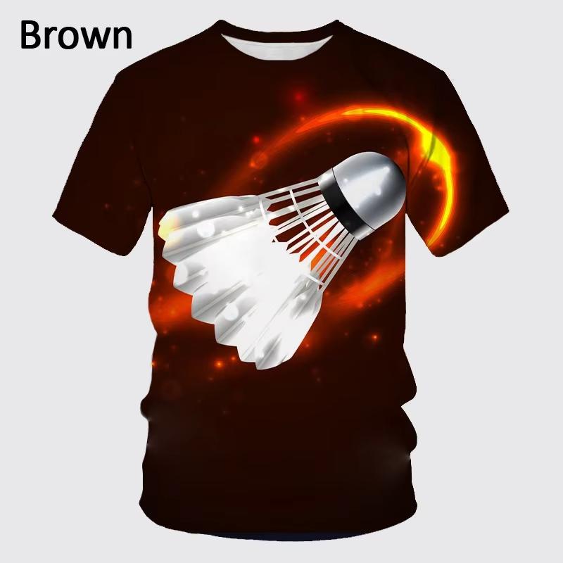 3D Print Badminton Sports T-shirt For Men Summer Short Sleeves Round Neck Funny