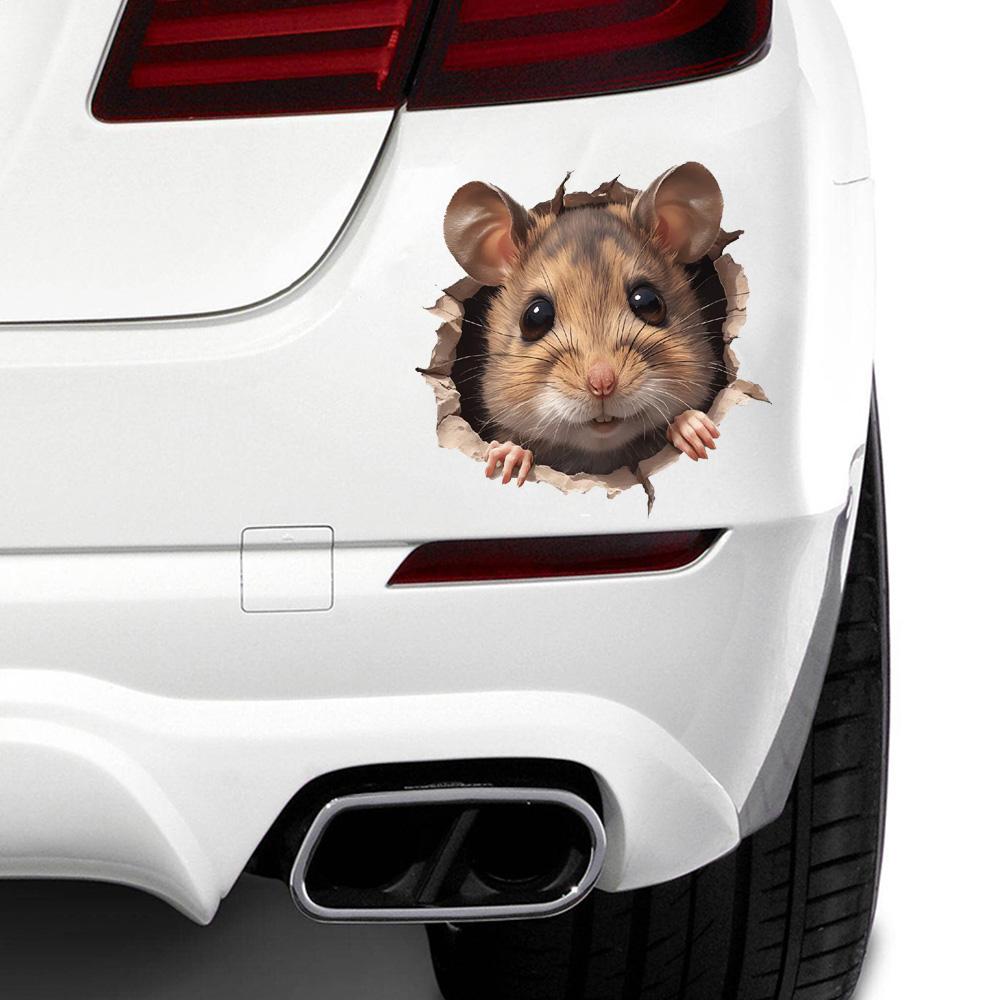 QT2023#15cm Peeking Mouse Decals, Self-adhesive, Waterproof Vinyl Stickers for Car, Bumper, Window, Laptop, Wall and Glass Surface